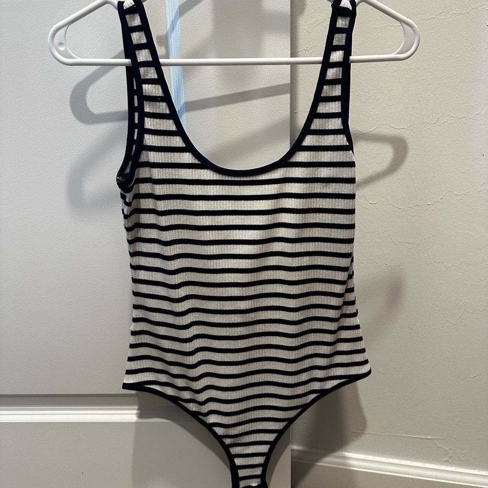 Henri Girl Striped Navy White Ribbed One Piece